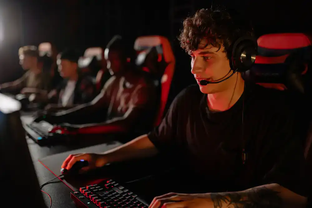 Esports teams competing in a high-stakes sanctioned match